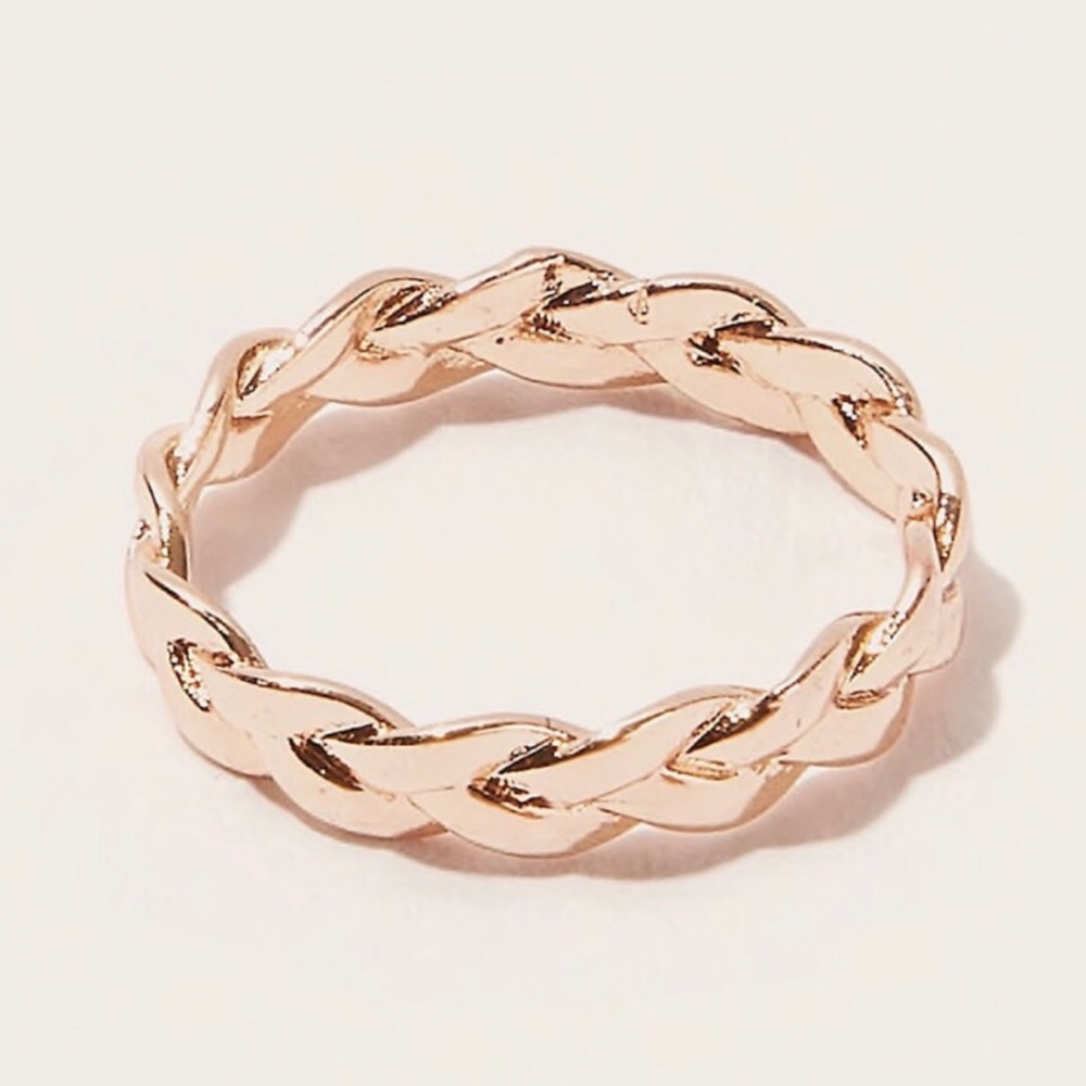 OCEAN DREAMS Rose Gold Braided Dainty Ring - Picture 4 of 5